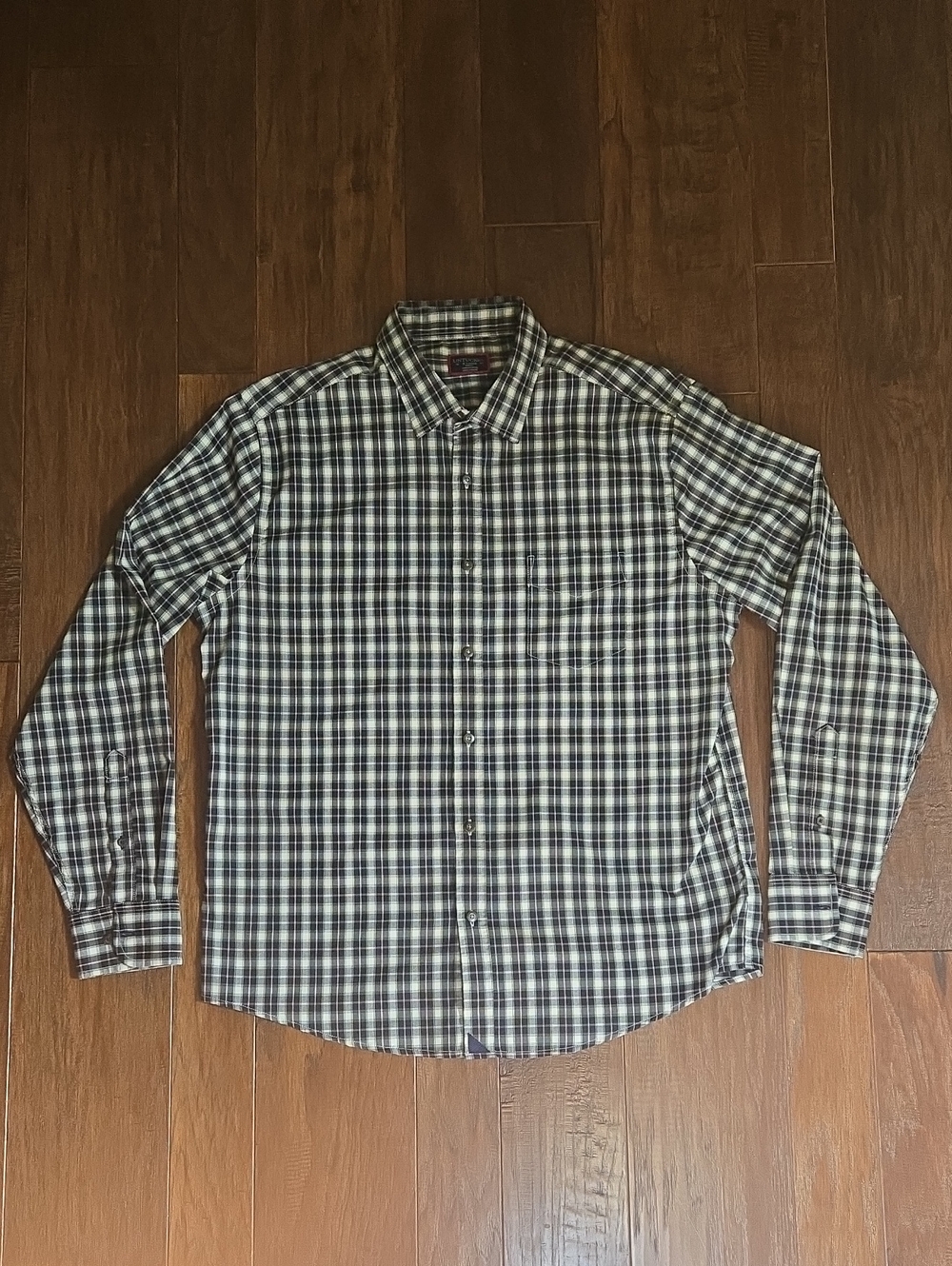 UNTUCKit Fillippi Men's Plaid Button-Down Shirt Black Gray Slim Wrinkle Free XL